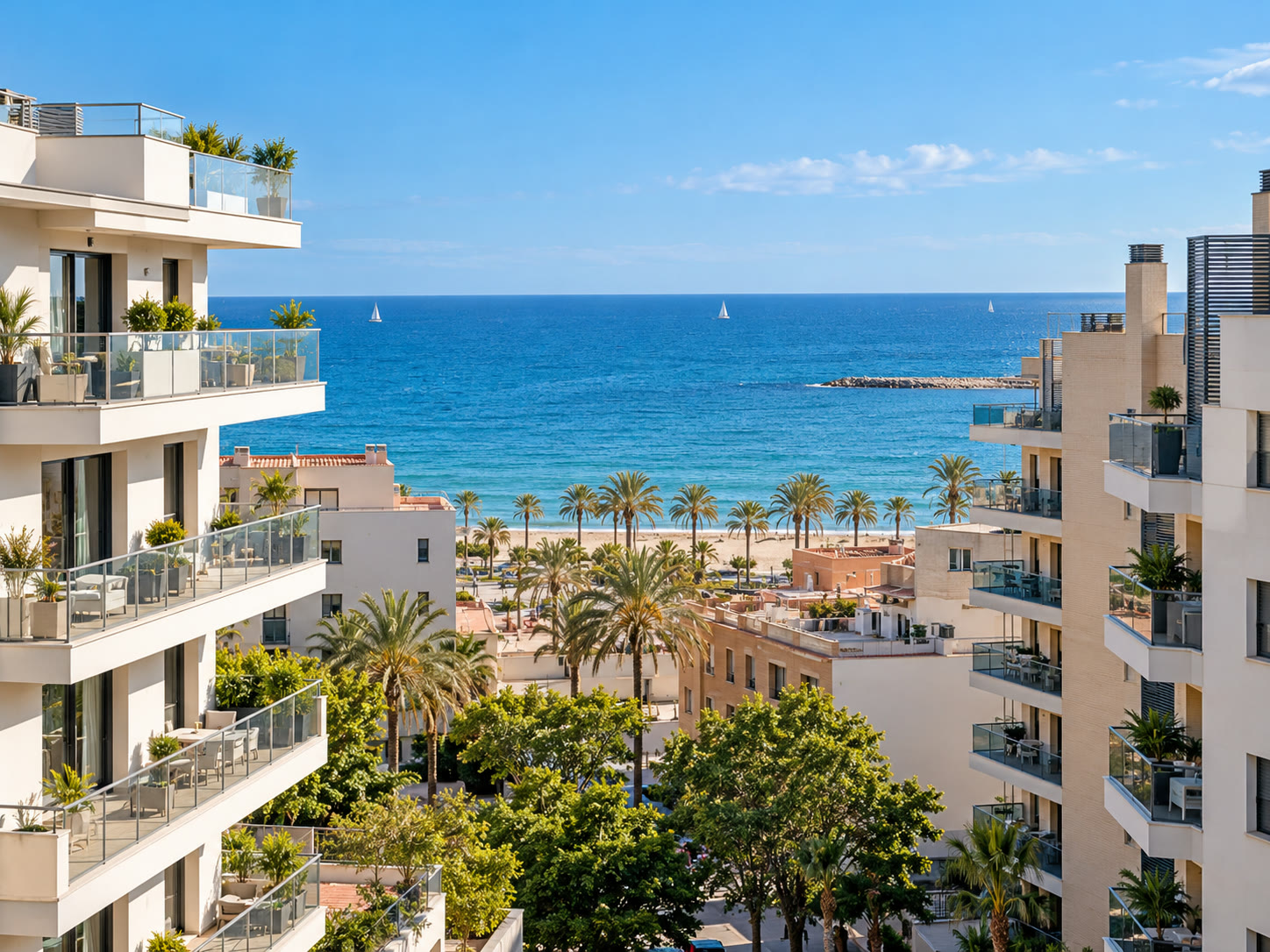 Viviendas mediterráneas en la costa de Badalona